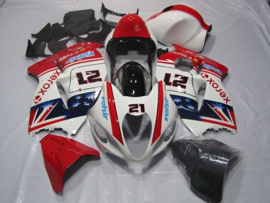 Meilleurs Carénages Moto Suzuki GSXR 1300 Hayabusa 1996-2007 - Blanc Rouge Bleu Xerox 21