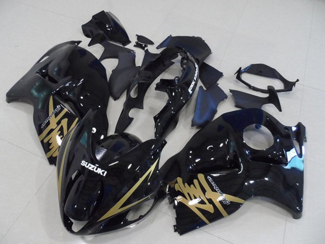 Carénages Moto Suzuki GSXR 1300 Hayabusa 1996-2007 - Noir Brillant Or Décalque