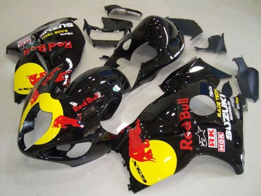 Meilleurs Carénages Moto Suzuki GSXR 1300 Hayabusa 1996-2007 - Noir Brillant Jaune Red Bull