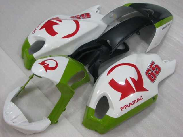 Carénages Moto Ducati Monster 696 2008-2012 - Blanc Vert Rouge Pramac 65