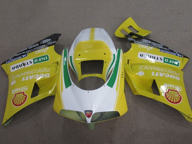 Carénages Moto Ducati 748 1993-2005 - Jaune Blanc Vert Shell Info Strrda