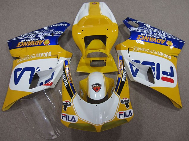 Carénages Moto Ducati 748 1993-2005 - Jaune Blanc Bleu Fila