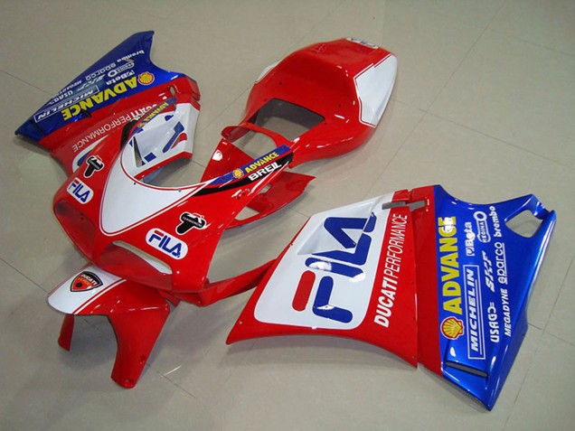 Carénages Moto Ducati 748 1993-2005 - Blanc Rouge Bleu Fila