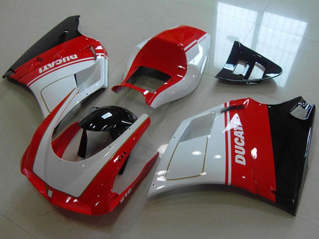 Carénages Moto Ducati 916 1993-2005 - Blanc Rouge Noir Brillant