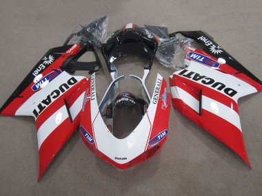 Meilleurs Carénages Moto Ducati 1098 2007-2014 - Rouge Blanc Noir Generali Tim