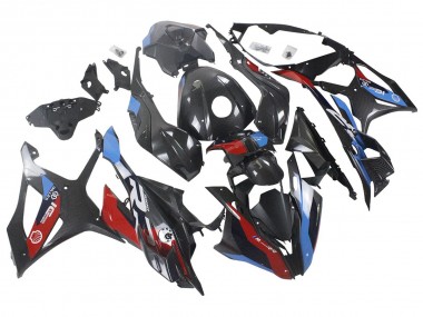 Meilleurs Carénages Moto BMW S1000RR 2023-2024 - Bleu Rouge Fibre de Carbone