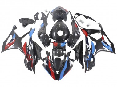 Meilleurs Carénages Moto BMW S1000RR 2023-2024 - Bleu Rouge Fibre de Carbone