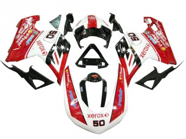 Meilleurs Carénages Moto Ducati 848 1098 1198 2007-2014 - Blanc Rouge Noir Brillant Valsir Xerox 50