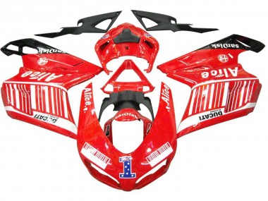 Meilleurs Carénages Moto Ducati 1098 2007-2014 - Blanc Rouge Noir Brillant Alice 1