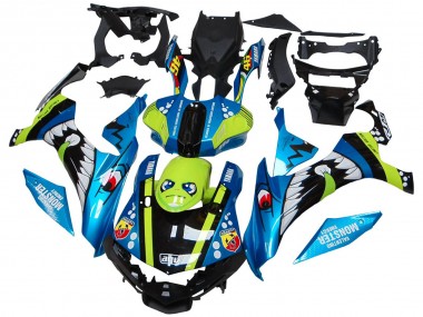 Meilleurs Carénages Moto Yamaha YZF R1 2015-2019 - Bleu Vert Noir Requin