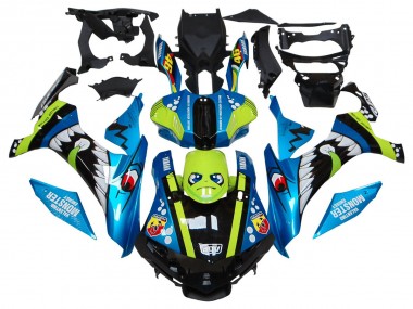 Meilleurs Carénages Moto Yamaha YZF R1 2015-2019 - Bleu Vert Noir Requin