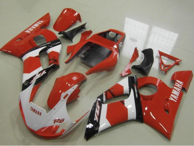Carénages Moto Yamaha YZF R6 1998-2002 - Rouge Blanc Noir Brillant