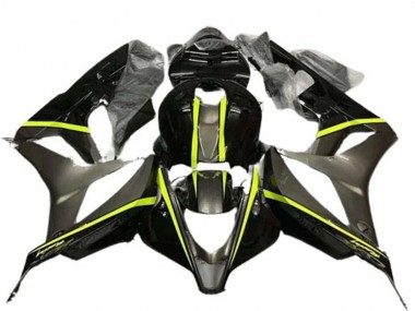Meilleurs Carénages Moto Honda CBR600RR 2007-2008 - Noir Brillant Haute Visibilité Jaune