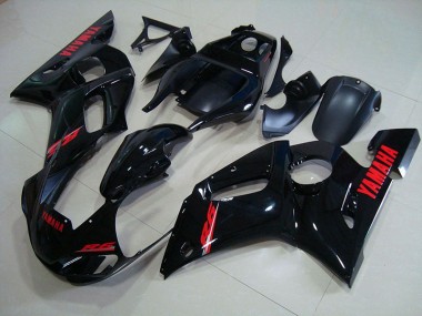 Carénages Moto Yamaha R6 1998-2002 - Noir Brillant Rouge Décalque
