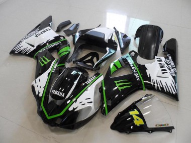 Carénage Moto Yamaha R1 2000-2001 - Noir Blanc Vert Monster