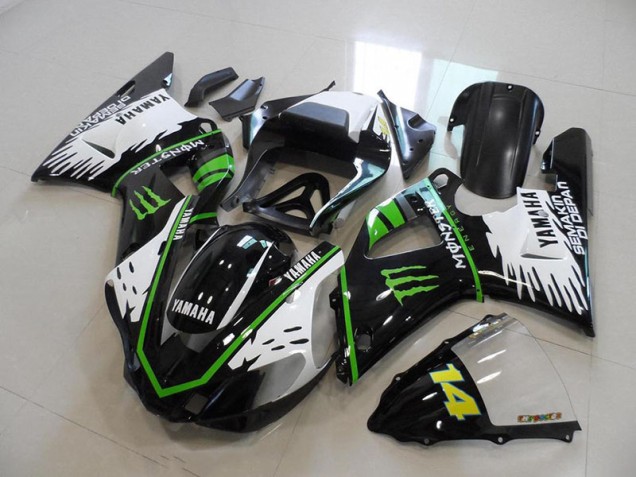 Carénage Moto Yamaha R1 2000-2001 - Noir Blanc Vert Monster Carénage Moto Yamaha R1 2000-2001 - Noir Blanc Vert Monster