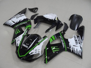 Carénages Moto Yamaha R1 2000-2001 - Noir Blanc Vert Monster
