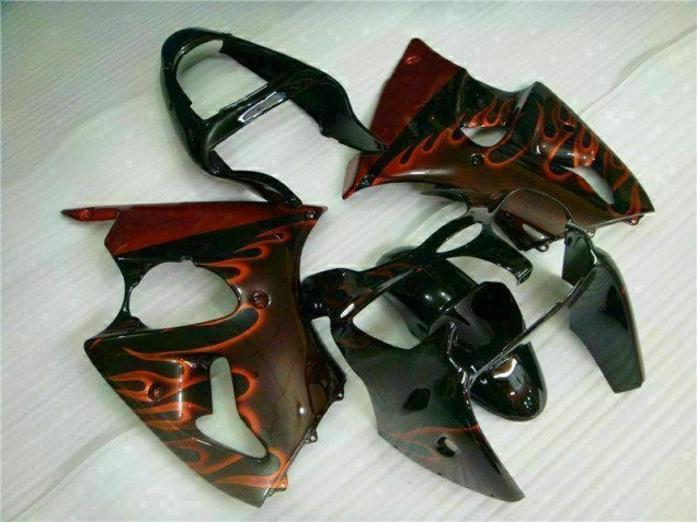 Carénage Moto ZX6R 2000-2002 - Noir Rouge Flamme Carénage Moto ZX6R 2000-2002 - Noir Rouge Flamme