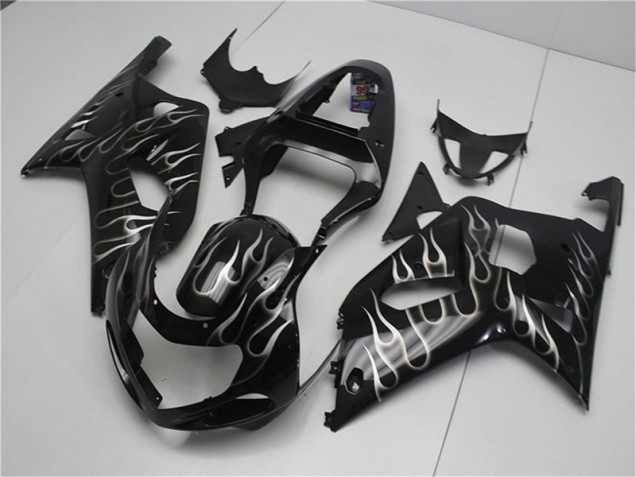 Carénage Moto Suzuki GSXR 600 / 750 K1 K2 K3 2001-2003 - Noir Blanc Flamme Carénage Moto Suzuki GSXR 600 / 750 K1 K2 K3 2001-2003 - Noir Blanc Flamme