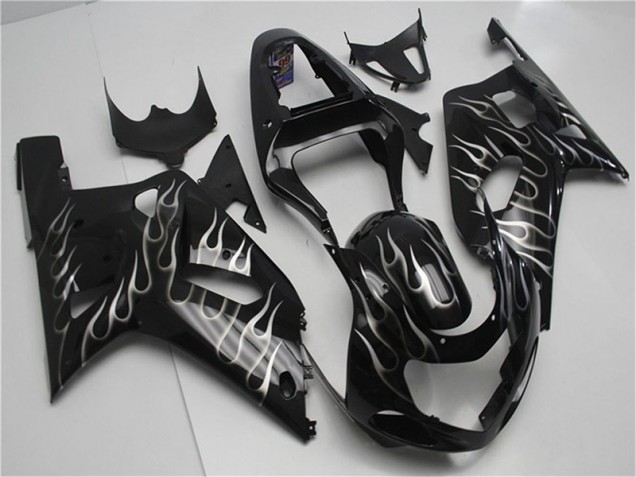 Carénage Moto Suzuki GSXR 600 / 750 K1 K2 K3 2001-2003 - Noir Blanc Flamme Carénage Moto Suzuki GSXR 600 / 750 K1 K2 K3 2001-2003 - Noir Blanc Flamme