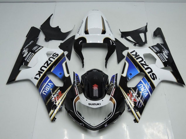 Carénage Moto Suzuki GSXR 750 K1 K2 K3 2001-2003 - Noir Blanc Bleu Viru Carénage Moto Suzuki GSXR 750 K1 K2 K3 2001-2003 - Noir Blanc Bleu Viru