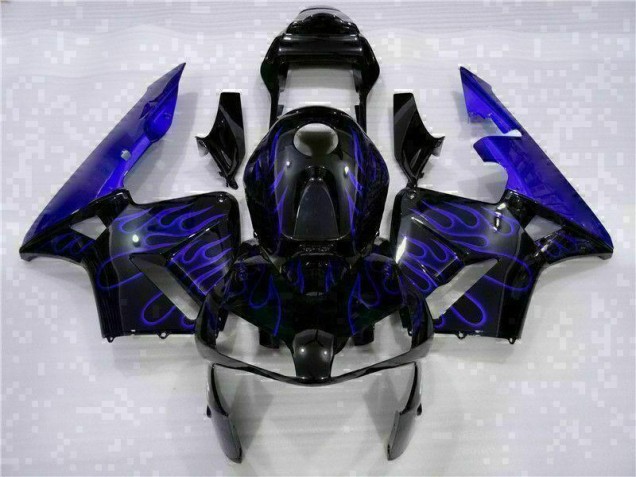 Carénage Moto Honda CBR 600 RR 2003-2004 - Noir avec Bleu Flamme Carénage Moto Honda CBR 600 RR 2003-2004 - Noir avec Bleu Flamme