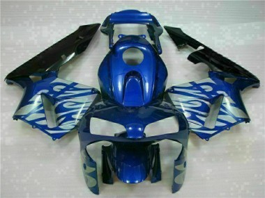 Carénage Moto Honda CBR 600 RR 2003-2004 - Bleu avec Argent Flamme