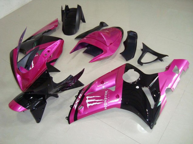 Carénage Moto ZX6R 2003-2004 - Rose Noir Monster Carénage Moto ZX6R 2003-2004 - Rose Noir Monster