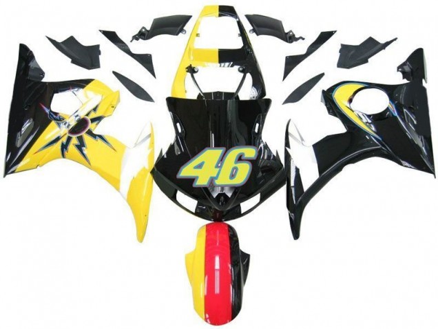 Carénage Moto Yamaha R6 2003-2005 - Noir Jaune N° 46 Carénage Moto Yamaha R6 2003-2005 - Noir Jaune N° 46