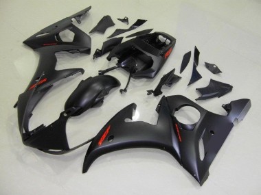 Carénage Moto Yamaha R6 2003-2005 - Noir Mat Rouge Décalque