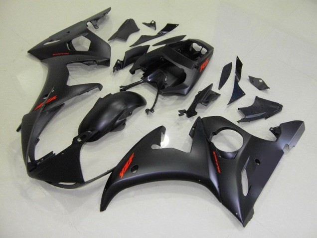 Carénage Moto Yamaha R6 2003-2005 - Noir Mat Rouge Décalque