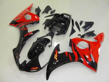Carénages Moto Yamaha R6 2003-2005 - Noir Rouge Flamme