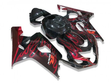 Carénage Moto Suzuki GSXR 600 / 750 K4 2004-2005 - Noir Rouge Flamme