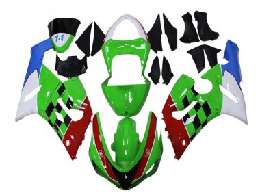 Carénage Moto ZX6R 2005-2006 - Vert Rouge Blanc Bleu
