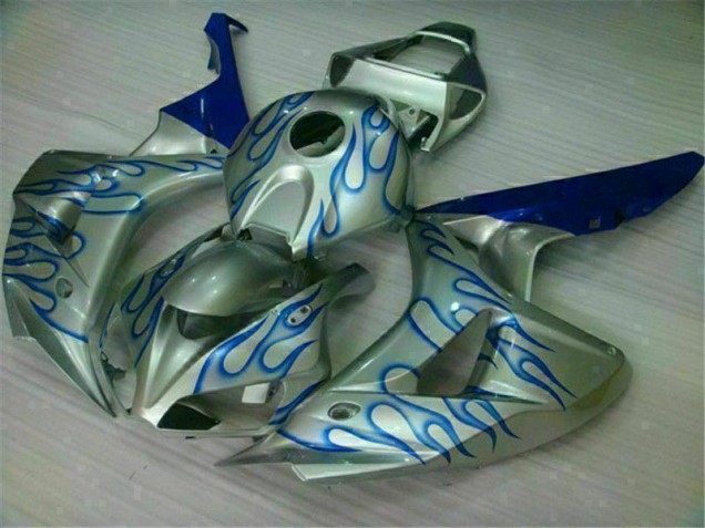 Carénage Moto Honda CBR 1000 RR 2006-2007 - Bleu Flamme Argent Carénage Moto Honda CBR 1000 RR 2006-2007 - Bleu Flamme Argent
