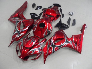 Carénage Moto Honda CBR 1000 RR 2006-2007 - Rouge avec Noir Gris Flamme