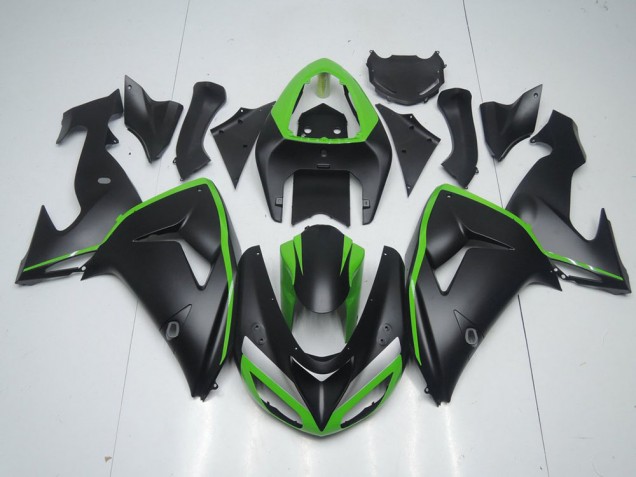 Carénage Moto ZX10R 2006-2007 - Noir Mat avec Ligne Verte Carénage Moto ZX10R 2006-2007 - Noir Mat avec Ligne Verte