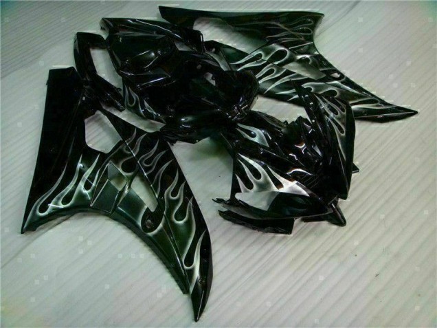 Carénage Moto Yamaha R6 2006-2007 - Argent Flamme Noir Carénage Moto Yamaha R6 2006-2007 - Argent Flamme Noir