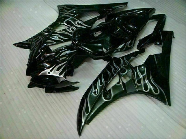 Carénage Moto Yamaha R6 2006-2007 - Argent Flamme Noir Carénage Moto Yamaha R6 2006-2007 - Argent Flamme Noir