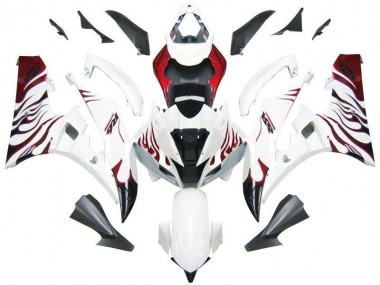 Carénage Moto Yamaha R6 2006-2007 - Blanc Rouge Flamme