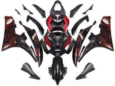 Carénage Moto Yamaha R6 2006-2007 - Noir Rouge Flamme