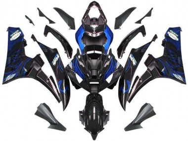 Carénage Moto Yamaha R6 2006-2007 - Noir Bleu Flamme