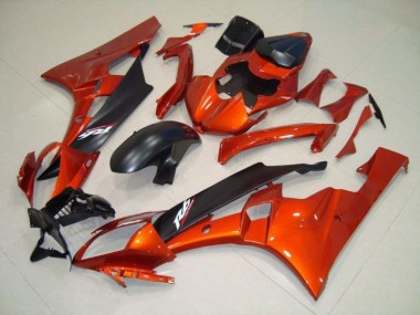 Carénages Moto Yamaha R6 2006-2007 - Orange Noir Mat
