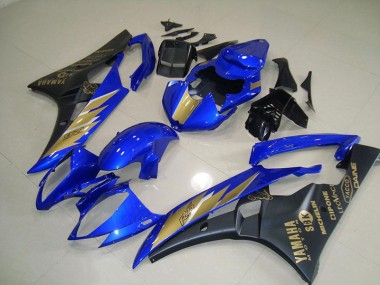 Carénage Moto Yamaha R6 2006-2007 - Noir Bleu avec Or Décalque
