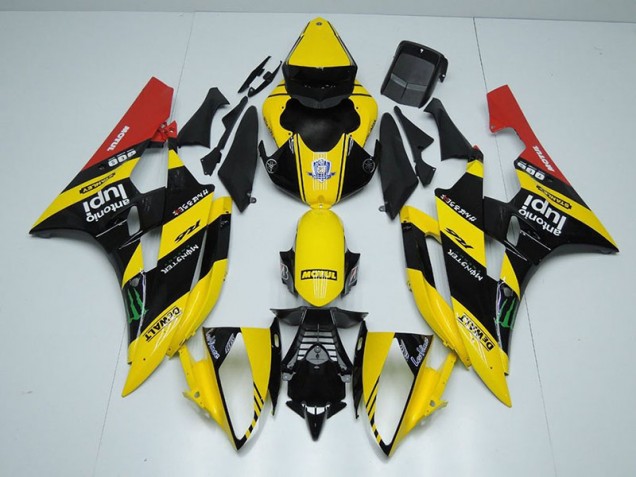 Carénage Moto Yamaha R6 2006-2007 - Jaune Noir Monster Carénage Moto Yamaha R6 2006-2007 - Jaune Noir Monster