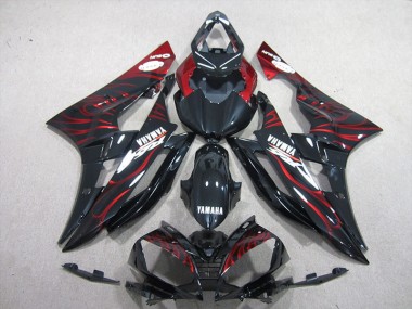 Carénages Moto Yamaha R6 2006-2007 - Noir Rouge Flamme