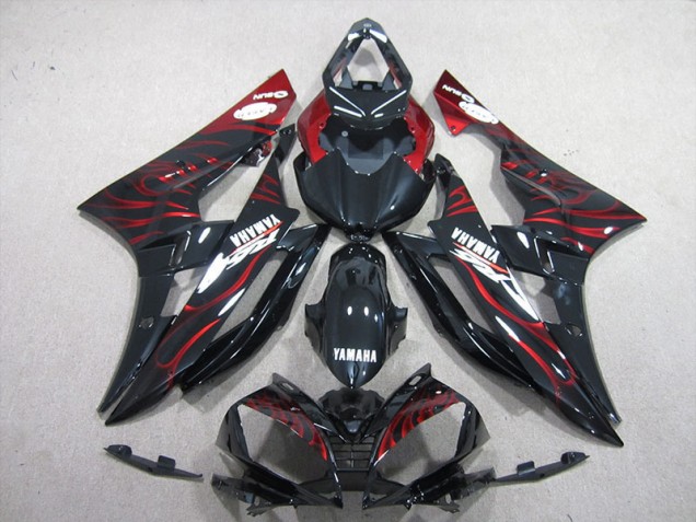 Carénages Moto Yamaha R6 2006-2007 - Noir Rouge Flamme Carénages Moto Yamaha R6 2006-2007 - Noir Rouge Flamme
