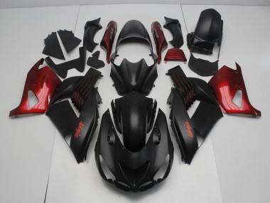 Carénage Moto ZX14R ZZR 1400 2006-2011 - Noir Mat et Rouge