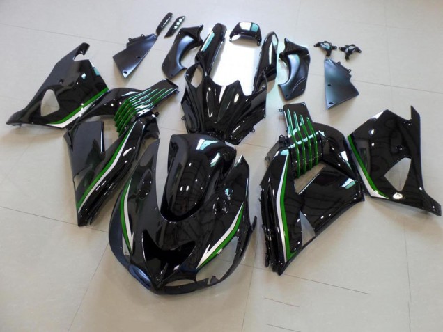 Carénage Moto ZX14R ZZR 1400 2006-2011 - Noir Brillant avec Ligne Verte Carénage Moto ZX14R ZZR 1400 2006-2011 - Noir Brillant avec Ligne Verte