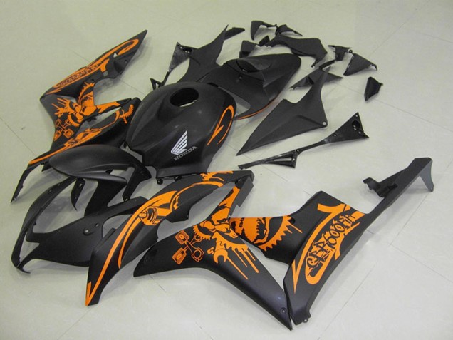 Carénage Moto Honda CBR 600 RR 2007-2008 - Noir Mat Orange Décalque